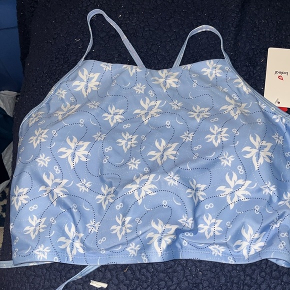 baleaf Longline Bikini Top Lace Up Crisscross Swim Crop Tops High Neck size 42 - Picture 2 of 8